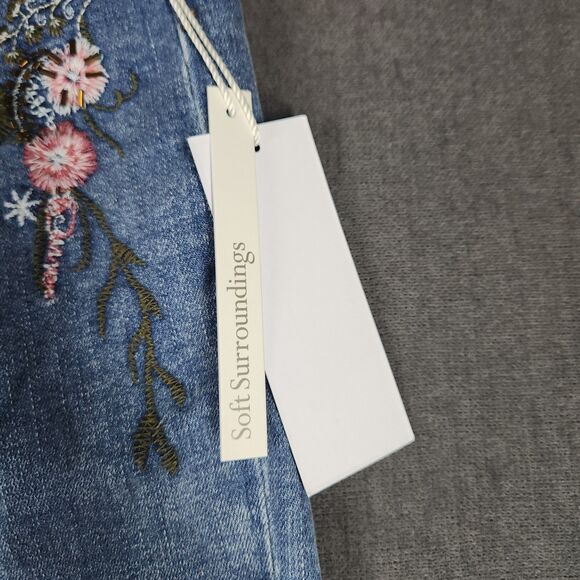 Soft Surrounding Jeans Womens 18P Straight Girlfriend Embroidered Floral NEW - Picture 8 of 16